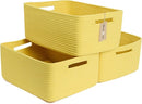 Large Storage Baskets for Shelves, Closet Organizers Bins for Clothes Blanket Towels, Baby Nursery, Toy Baskets Box, Woven Rope Baskets, 17 x 13 x 7.5”, 3 Packs Yellow by TinyTreasures Baby Boutique