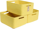 Large Storage Baskets for Shelves, Closet Organizers Bins for Clothes Blanket Towels, Baby Nursery, Toy Baskets Box, Woven Rope Baskets, 17 x 13 x 7.5”, 3 Packs Yellow by CozyNest Decor