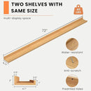 Heimlove Picture Ledge Shelf, Floating Shelves Set of 2, 72 Inches Long Large Picture Shelf for Wall with Ledge, Kids Bookshelf Wall Mounted for Living Room Bedroom Decor Books Photo Frames, Oak by CozyNest Decor