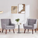 HUIMO Button-Tufted Accent Chairs Set of 2,Upholstered Reading Living Room Chair,Mid Century Modern Chair with Linen Fabric, Club Chair,Comfy Arm Chairs for Living Room,Bedroom,Light Grey by CozyNest Decor