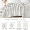 jinchan Boho 100% Cotton Blanket Muslin 50x60 Inches Lightweight 3-Layer Geometric Square Striped Pattern Reversible Quilt Throw Soft Breathable Comfy All Seasons for Couch Bed Decor, Light Grey by CozyNest Decor
