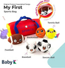 My First Sports Bag with 5 Plush Sports Balls - Rattle Ball with Sound - Sensory Toys for 1 Year Old - Toys for Toddler - Rattles Gift for 1 Year Old by TinyTreasures Baby Boutique
