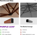 PURPLE LEAF 9' X 12' Double Top Deluxe Wood Pattern Rectangle Patio Umbrella Offset Hanging Umbrella Outdoor Market Umbrella Garden Umbrella, Beige by GreenHaven Gardens