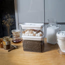 Felli Flip Tite Storage Container with Lid 4” RECTANGULAR Airtight Ring Flip Top, Stackable Kitchen Counter Pantry Organizer Acrylic Canister Jar for Pasta Spaghetti Cereal Granola Coffee (1.9qt) by TinyTreasures Baby Boutique