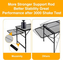 Grill Table Folding Table with 2 Wing Panels 4FT+1.77 FT with with 1×2/5 L Storage Bag Mesh Desktop 3 Height Adjustable Portable Grill for Outdoor Indoor Beach BBQ Picnic Travel RV Black by GreenHaven Gardens