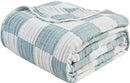 EMME Checkered Throw Blanket Cotton for Couch Soft Muslin Bamboo Blankets 50"x60" Lightweight Breathable Soft Blanket All Season Gauze, Teal by CozyNest Decor