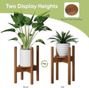Adjustable Plant Stand, Bamboo Plant Stand Indoor with Tray, Wood Plant Stand for 8 to 12 inches Flower Pots, Single Mid Century Modern Plant Stand for Indoor Plants, Walnut by GreenHaven Gardens