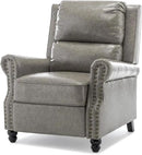 UIXE Pushback Recliner Chair, Faux Leather Armchair Push Back Accent Chair, Rivet Trim Club Chair Home Theater Overstuffed Single Sofa Reading Seat for Living Room, Gray by CozyNest Decor