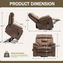 Oversized Power Lift Recliner Chair for Elderly with Massage Heat, Brown Velvet Electric Lay Flat Recliners with Cup Holders, Side Pockets, Infinite Position, Gift for Family by CozyNest Decor