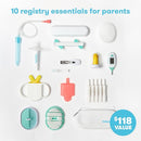 Frida Baby Ultimate Baby Kit, 10 piece New Born Essentials Gift Set Includes Wellness Sick Day, Gas Relief, Grooming Tools & Teething Toys by TinyTreasures Baby Boutique