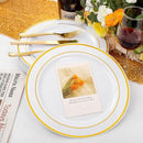 FLOWERCAT 60PCS Gold Plastic Plates - Heavy Duty White and Gold Plastic Plates Disposable for New Year/Thanksgiving Party/Wedding - Include 30PCS 10.25" Dinner Plates and 30PCS 7.5" Dessert Plates by CozyNest Decor