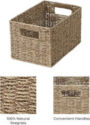 StorageWorks Wicker Storage Basket for Organizing, Medium Seagrass Storage Baskets with Built-in Handles for Pantry, Shelves,2-Pack by CozyNest Decor