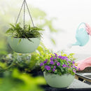 13 inch Large Hanging Planters Plant Pots for Outdoor Indoor Plants with Drainage Holes and Chain, 2 Pack Round Hanging Flower Pots for Garden Home Porch Decor, Green by GreenHaven Gardens