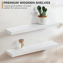 Fun Memories Handcrafted European Pine Floating Shelves - Natural Rustic Wooden Wall Shelf Set of 2-24 Inch Storage Shelf Display Shelf for Kitchen Bathroom Living Room Bedroom Farmhouse - White by CozyNest Decor