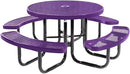 Heavy-Duty Portable Outdoor Picnic Table with Umbrella Hole, Expanded Metal Commercial-Grade Patio Dining Furniture Made in America (46" Round Top, Purple) by GreenHaven Gardens