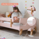 dadada Muse Toddler Bed with 2 Removable Safety Rails. Low Profile Montessori Bed for Kids. Sturdy Solid Wood Frame, Fits Standard Crib Mattress, Easy to Assemble, Toddler Bed for Girls & Boys - Pink by TinyTreasures Baby Boutique