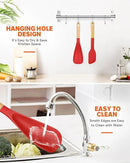 Cooking Spoon and Scraper for Nonstick Cookwares, Great for Cooking and Serving Durable BPA-Free Matte Silicone, Wood Handle Multifunction Spoon for Mixing, Scoop, and Scrape (RED) by CozyNest Decor