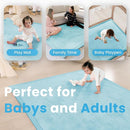 1.3" Thick Baby Play Mat for Floor Playpen, 50x50 Foam Tummy Time Mat, Padded Support Soft Plush Nursery Rug for Infant Kids Toddler Crawling Kick Activity (Ice Blue) by TinyTreasures Baby Boutique