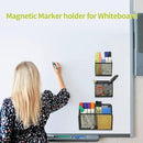 Neudeco Locker Shelf Organizer, Magnetic Pencil Holder, Metal Storage Basket for Whiteboard, Refrigerator, Ideal Cabinet for School, Black (Pack 3L) by CozyNest Decor