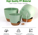 10/9/8 inch Self Watering Pots, Set of 3 Plastic Planters with Mesh Drainage Holes and Deep Reservoir for Indoor Outdoor Garden Plants and Flowers, Green with Brown by GreenHaven Gardens
