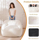 BYBYME Giant Bean Bag Chair for Adults and Kids, Large Comfy Cozy Beanbag, Floor Sofa for Teens, Living Room, Gaming, Reading, Beige by CozyNest Decor