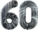 GOER Number 60 Balloons for 60th Birthday Party Decorations,42 Inch Jumbo Foil Helium Balloons for 60th Anniversary (Marble Black) by TinyTreasures Baby Boutique