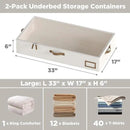 Under Bed Storage Containers, 2-Pack Underbed Storage Box, Collapsible Clothes Storage Bins with Handles and Lid, Large Under Bed Organizers for Shoe, Blanket, Toy, Pillow, Sheet, Beige by CozyNest Decor
