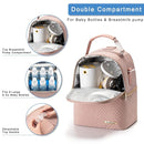 Breastmilk Cooler Bag with Ice Pack Fits 6 Baby Bottles up to 9 Ounce, Breast Milk Pump Cooler Bag with Shoulder Strap for Nursing Mom Daycare, Work, Travel- Pink by TinyTreasures Baby Boutique