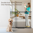 owlie 37.4" Extra Tall Wide Baby Gate for Stairs Doorways,29-52 Inch Extra Large Long Baby Gate with Door Indoor Safety Metal Pressure Mounted Pet Gate with Walk-Thru Auto Close, Black by TinyTreasures Baby Boutique