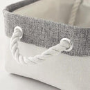 Storage Bins - Storage Baskets for Shelves Storage Cubes with Handles Small Baskets for Organizing (Gray and White 11.8 x 7.9 x 5.2 inch) by CozyNest Decor