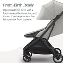 UPPAbaby Minu V3 Travel Stroller | Lightweight + Compact Design | One-Hand Fold + Unfold | from Birth + Overhead Compatible | Savannah (Pearl Gray Mélange/Carbon Frame/Chestnut Leather) by TinyTreasures Baby Boutique