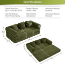 80.3" Convertible Sleeper Sofa Bed with Cylindrical Pillow, Corduroy Folding Mattress Couch with Fixed-Shape Frame, Modular Floor Sofa Lounge Couch for Living Room Bedroom Lounge, Green by CozyNest Decor