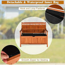 Tangkula Outdoor Wood Storage Bench Deck Box, Entryway Porch Storage Bench with Inner Removable Dust-Proof Lining & Portable Handles, Eucalyptus Wood Loveseat for Garden, Lawn, Balcony & Yard by CozyNest Decor