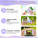 Mini 3-in-1 Pocket Microscope with Camera & Telescope, 32GB SD Card, 2.4" IPS HD Screen, Handheld Digital Microscope for Kids, Educational Science Kit, Christmas Birthday Gift for Boys Girls Ages 3-9 by TinyTreasures Baby Boutique