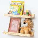 Picture Ledge Shelf for Wall, 16 inch Solid Pine Wood Nursery Book Shelves 2 Packs, Floating Ledge Shelves for Kids' Room Bedroom Bathroom Living Room Photo Frames Office Nursey Wall Decor, Natural by TinyTreasures Baby Boutique