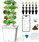 SJZX Hydroponics Growing System Kit, 12L Large Capacity Hydroponic Tower, 5 Tiers Indoor Outdoor Gardening System for Beginner with Water Pump & APP Auto Timer, Vertical Garden Planter Kits (25 Pods) by GreenHaven Gardens