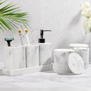 Bathroom Accessories Set, 6 Piece Bathroom Set with Toothbrush Holders, Soap Dispenser, Vanity Tray, Tumbler, Cotton Swab Jars, Bathroom Organizer，Bathroom Sink Sets, Artificial Marble White by CozyNest Decor