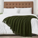 inhand Knitted Throw Blankets for Couch and Bed, Soft Cozy Knit Blanket with Tassel, Dark Green Lightweight Decorative Blankets and Throws, Farmhouse Warm Woven Blanket for Men and Women, 50"x60" by CozyNest Decor