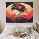 Japanese Woman Geisha Tapestry Asian Cherry Blossom Red Sun Traditional Kimono Folk Tapestries Home Decor for Living Room Bedroom Apartment Farmhouse Dorm 40"x30" by CozyNest Decor
