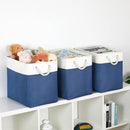 Bidtakay Extra Large Storage Baskets for Shelves 3 Pack Fabric Storage Bins for Organizing Linen Collapsible Organizer for Closet-White&Blue by TinyTreasures Baby Boutique
