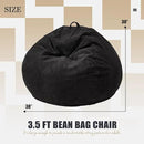 Hobestluk 3.5FT Bean Bag Chair Adult Bean Bag Chair Large Bean Bag Chair with Filler Included Teardrop Bean Bag with Removable Cover for Bedroom Living Room - (Large, Black) by CozyNest Decor