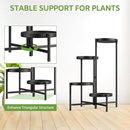 iDavosic.ly 4 Tier Large Plant Stand Indoor with 10 Inch Wide Tray, Tiered Corner Metal Outdoor Flower Display Holder Shelf, Folding Tall Rack for Patio Porch Living Room, Modern Black
