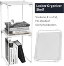 Neudeco Pack 2, Mesh Locker Shelf, Stackable Extra Tall Locker Organizer, Collapsible and Metal Mesh Build, Fits Standard Size, Suitable for School, Work, Kitchen, Bathroom (White) by CozyNest Decor