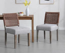 Kmax Farmhouse Dining Chairs Set of 2, Rustic Kitchen Chairs with Linen Fabric Seat and Woven Back, Vintage Accent Chairs for Dining Room, Living Room, Grey by CozyNest Decor