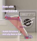2-in-1 Toddler Potty Training Toilet Seat with Step Stool Ladder – Adjustable Height Potty Chair Urinal for Baby Boys Girls Age 1-3, Foldable Training Potty with Splash Guard & Anti-Slip Feet, Purple by TinyTreasures Baby Boutique
