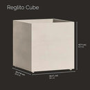 Reglito Cube Planter – Fiberglass Indoor/Outdoor and Weather-Resistant Large Planter (Sand Stone, 39.4" L x 39.4" W x 40" H) by GreenHaven Gardens