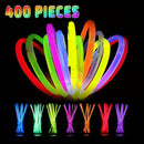 400 Pcs Glow Sticks Bulk Party Pack, 8'' Glow in the Dark Party Supplies, Glow in the Dark Light Up Sticks with Connectors, Party Favors for Birthday, Concert, Raves, Halloween, Christmas by TinyTreasures Baby Boutique