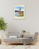 HesenDot Natural OAK Wood Golden Gate Bridge Framed Wall Art,12x16in San Francisco City Skyline Canvas Wall Print,Modern Urban Landmark Wall Decor for Living Room,Bedroom,Office Gallery Gifts Set of 1 by CozyNest Decor