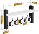 Sorbus Coat Hooks Wall Mount with Shelf – 16 Inch Coat Rack Wall Mount with 5 Heavy Duty Hooks – Floating Wall Shelf with Hooks for Entryway, Bathroom, Bedroom, Kitchen, or Mudroom (White) by CozyNest Decor