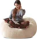 Bean Bag Chair 3Ft, Memory Foam Filled, Large Beanbag Chairs for Adults and Teens, Soft Sofa with Removable Flannel Cover, Round Couch for Living Room Bedroom College Dorm (Apricot, 3FT-36×36"×24") by CozyNest Decor